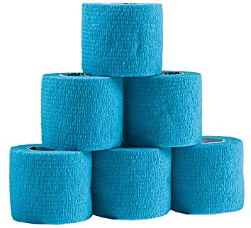 1/3/6 Haftbandagen Größe+Farbe wählbar - selbsthaftende Bandage Fixierverband selbstklebend, Farbe:6 Stück | 5 cm | Light Blue