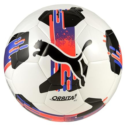 PUMA, Balón de Fútbol Orbita 6 MS, Unisex, Blanco y Rojo, Talla 5