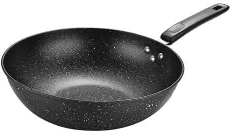 Agashi Sartén Wok de Fondo Sartén Wok de Cocina para Cocina de Inducción Wok Pequeñosilios de Cocina Accesorios Parasilios de Cocina Wok para Estufa Sartén de Cocina