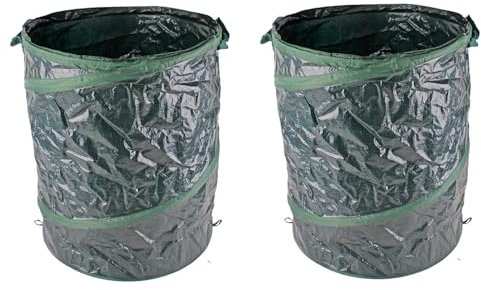 Mojawo 2 Stück Popup Gartensack Gartenabfallsack Laubsack selbstaufstellend faltbar Grün 90 Liter Ø45xH60cm