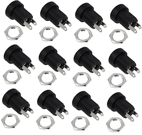Happyyami 1bag Dc Power Female Panel Mounting Adapter Nuts Insulated Dc Power Socket Jack Plug Adapter Panel Mount Connector