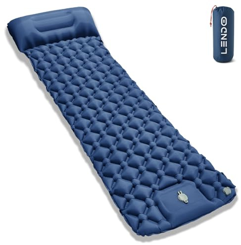 LENDOO Materassino da Campeggio, 195*60CM Materassino Autogonfiante con Cuscino Ultraleggero Materassino Trekking Portatile Materassino Autogonfiante, Airbag con pompa a Pedale per Campeggio,Outdoor