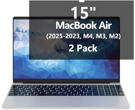Koelaa 2 Pièces Filtre de Confidentialité pour MacBook Air 15 Pouces (2023-2025, M2, M3, M4), Protecteur d'écran Anti Espion, Anti-Éblouissement et Anti-Lumière Bleue