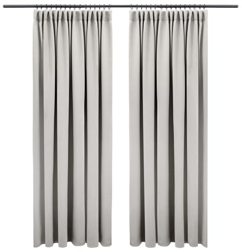 Blumtal Verdunklungsvorhänge Kräuselband 245x140 cm im 2er Set - Oeko-TEX zertifizierte Vorhänge Blickdicht - Verdunklungsvorhang - waschbare Vorhänge mit Kräuselband für Schiene in Grau