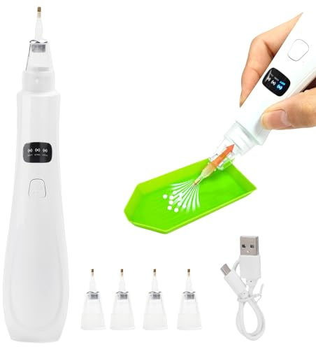 Bolígrafo Eléctrico para Diamond Painting, Boligrafo Diamantes Sin Cera, Inalámbrico Recargable Lapiz Electrico Pintura Diamantes con 4 Cabezales Recambio, Diamond Painting Accesorios Herramienta DIY