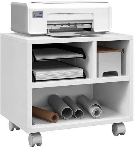 HOMCOM Mueble de Impresora con Ruedas para Oficina 40x30x36 cm Blanco