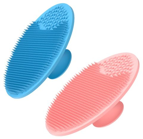 Verazquy 2Pcs Silicone Baby Bath Silicone Manual Facial Exfoliating Brush – Gentle Facial Massage Exfoliating Makeup Tool Pad Cleansing Baby Cradle Hat Brush Eczema and Dry Skin Care Soft Exfoliator
