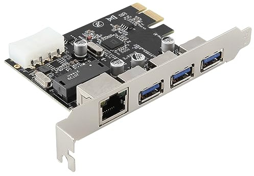Eieenotee Ranura PCIe para Tarjeta de ExpansióN RJ45 USB 3.0 PCIe, con Controlador Gigabit Ethernet Adaptador PCI Express para PC de Escritorio