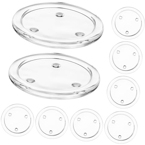 AKOOSY 10 Pièces Set de Plateaux Verre Résistants pour Bougies et Bijoux Compact et Polyvalent pour Décoration de Table de Mariage