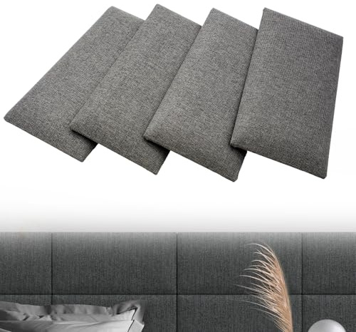 Generisch Polsterpaneel-Set. Schaumstoff-Wandpaneele, die als Kopfteil und Stoßschutz zur Lärmreduzierung verwendet Werden können. Set aus Vier rechteckigen Wohnaccessoires. (40 * 20cm, Dunkelgrau)