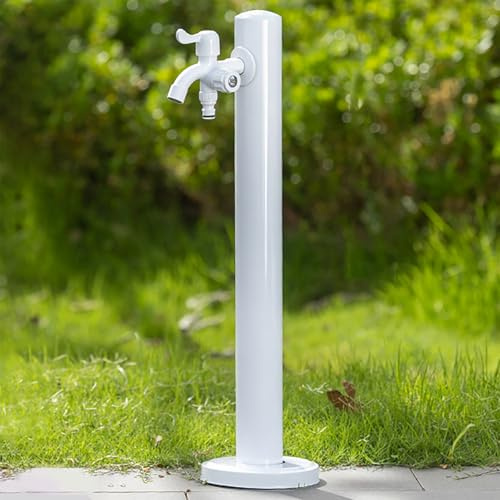 Outdoor-Gartenbrunnen aus Edelstahl mit doppeltem Wasserhahn, Frostschutz und UV-Schutz, ideal für Bauernhöfe und Weiden (schwarz, 60 cm)