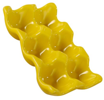 Healeved Vassoio per Uova in Ceramica Portauova Superficie Liscia Design Moderno Colore Giallo Contenitore per Uova per Frigorifero Durevole e Sicuro