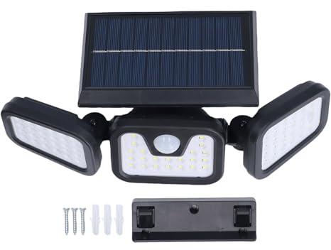 Solar-Wandleuchte 3-köpfig 74 LED für Garten mit Bewegungssensor | Dreiköpfige Solar-Wandleuchte mit Bewegungssensor 74 LED, IP65, 2400mAh