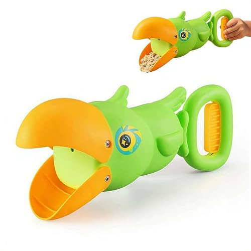 Lobster Sand Jaw & Claws Toy - Plastic Sand Digger Grabber & Beach Claw, Beach Claw Catcher, Kids Sandbox Toy for Toddler Summer Pool (parrot)