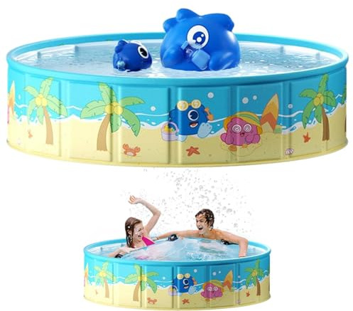 Hitburu Bassin pour Chien,Portable et Pliable - Piscine de Jeu d'Extérieur pour Chien,pour Chat Chiot Enfant Fille Garçon Jardin Intérieur Extérieur Taille