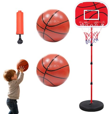 Generisk barnbasketkorg – bärbar med 3 bollar | Barnens basketkorg med 3 bollar och luftpump, bärbar sportutrustning för inomhus och utomhus, lätt att montera
