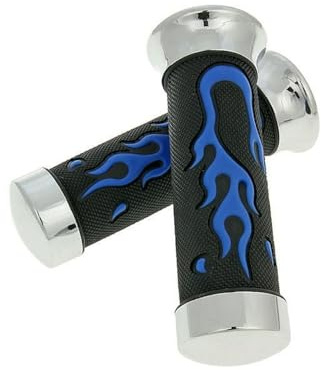 2EXTREME Lenkergriffe Custom Flame blau kompatibel für Roller, Scooter, Mofa, Moped, Motorrad universal