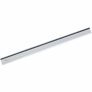 Alco-Albert Alu-Lineal - Schneidelineal aus Aluminium. Facette mit mm-Teilung. Tuschekante, Aufhängeloch. Rutschfeste Unterseite. (Silber, 30 cm)
