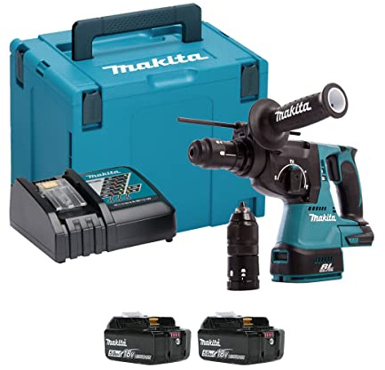 Makita Akku-Kombihammer, (18 V/4,0 Ah, 2 Akkus und Ladegerät im Makpac), DHR243RMJ