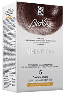 Bionike Shine On - Trattamento N.5 Castano Chiaro, Kit Tinta Senza Ammoniaca, Azione Nutriente e Protettiva, Dona un Colore Brillante, Copre i Capelli Bianchi