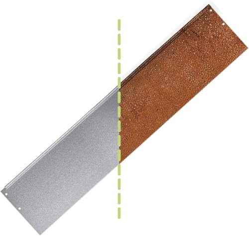 IRKA Rasenkante 10er Set Cortenstahl 100 cm x 1mm x 14 cm | Set 10 Stück, Stabile Mähkante, Flexible Beeteinfassung, Rostoptik Metall, Rasenkanten