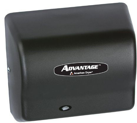 American Dryer AD90-BG Advantage Steel Standard Automatic Hand Dryer, Black Graphite Epoxy Finish, 1/8 HP Motor, 100-240V, 5-5/8 Length x 10-1/8 Width x 9-3/8 Height