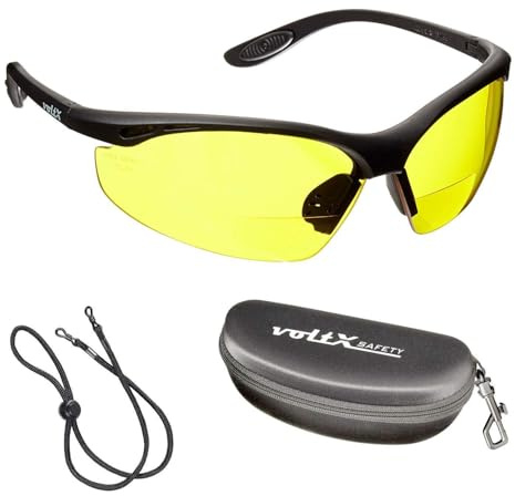 voltX CONSTRUCTOR Bifocal Safety Glasses (Yellow +1.0 Dioptre) UKCA & CE EN166F certified, Cycling Sports, With Cord + Clamshell Case + UV400 lens