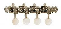 Set of 8 Mandolin Machine Heads (2 plates of 4) Nickel with pearloid buttons