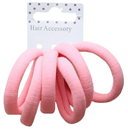 Set of 6 Pink Soft Jersey Endless Hair Elastics Bobbles Bands