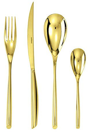 Servizio 24 Pz Monoblocco Bamboo Pvd Gold