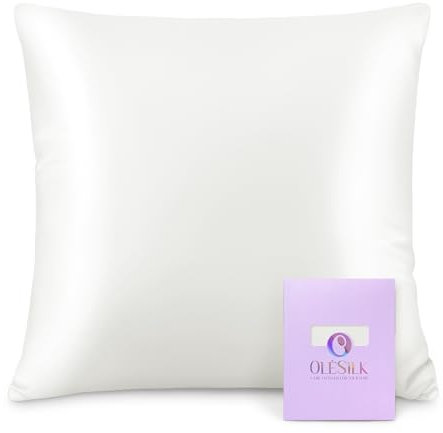 OLESILK Seide Kissenbezug Kissenhülle Haar- und Hautpflege mit Reißverschluss 16 Momme 1 Stück Elfenbein 80x80cm