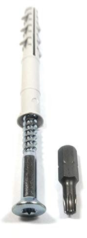 Rahmendübel mit Schraube | RKT Ø 8x160 mm, 50 Stück Rahmendübel + 1 Bit T30 | kurze Spreizzone, Dübel aus 100% NYLON | Hüfner Made in Germany