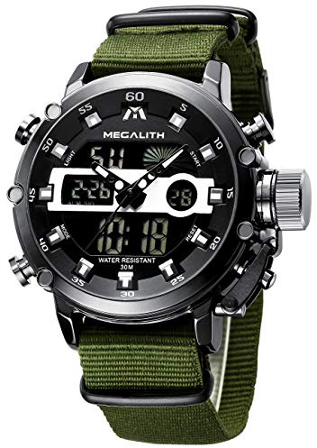 MEGALITH Mens Watches with Nylon Waterproof Digital Military Sport Tactical Multifunction Heavy Duty Led Black Watch for Men, Alarm Stopwatch
