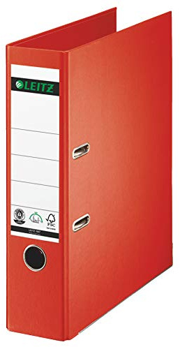 Leitz Qualitäts-Ordner (Spezialpapierkaschierung in Leinenprägung, A4, 8 cm Rückenbreite) (hellrot | 5er Pack)