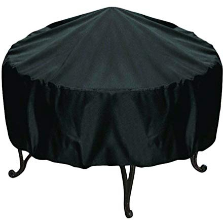 Yuanu Feuerstelle Abdeckung Wasserdicht Anti-UV Schutzhülle für Feuerschale Runde Atmungsaktiv Oxford Stoff Draußen Garten Terrasse Schutzhülle für Herd Schwarz 55CM*50CM