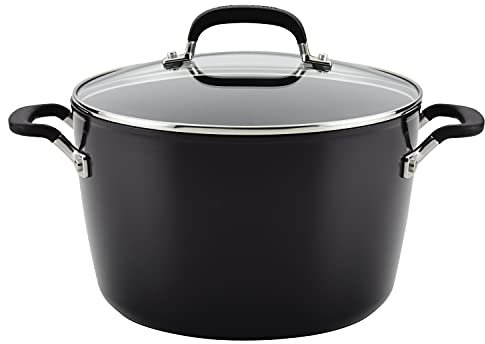 KitchenAid 84805 Suppentopf mit Deckel, harteloxiert, antihaftbeschichtet, 8 l, Onyx-Schwarz