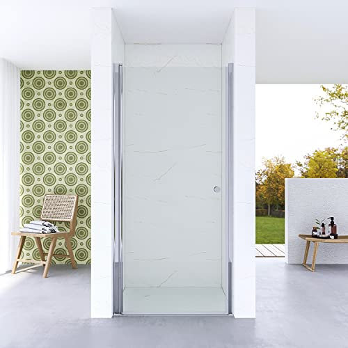 Duschtür Glas in Nische 75 cm breit Verstellbereich 75-78,5 cm Nischentür rahmenlose Pendeltür Schwingtür Drehtür barrierefreie Dusche innen und außen öffnen Ebenerdige Montage