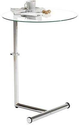 IDIMEX Couchtisch Glas Beistelltisch Wohnzimmertisch höhenverstellbar in Klarglas/Chrom