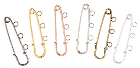 Airssory 30 Stück 6 Farben Eisen robuste Sicherheitsnadeln mit 3 Schlaufen Kiltnadeln Nadeln Verschlüsse für Broschenherstellung Decke Strickstoff Basteln