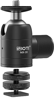 SIOTI Tripod Swivel Mini Ball Head, with a Hot Shoe Mount, Panoramic 360° Vertical Pan 90°, Compatible with Digital Camera/Compact DSLR/Cell Phone/Monopod/Light Stand/Action Camera etc.