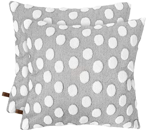 HAMUR HOME 2er Set Kissenbezüge 45x45 cm Boho Dekokissen Kissenbezug Sofakissen Dekorativ Couchkissen Kissenhülle Zierkissenbezug Set Kissen für Wohnzimmer Schlafzimmer (Point, Grau)