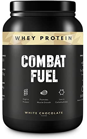 Combat Fuel Premium Whey Protein Shake Powder I 100% Military Safe I Muscle Growth and Recovery I Low in Carbohydrates I High in Protein I 33 Servings per 1 kg Tub (White Chocolate)