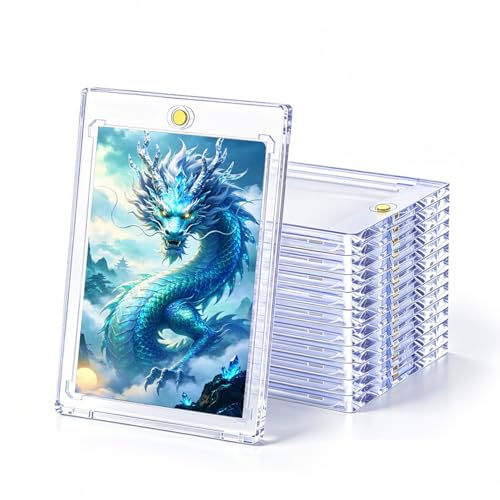 Wigearss 10 Pezzi 35PT Carte Cornici Acriliche Magnetiche Trasparente Protezione UV Custodie per Carte Magic, MTG, Sport, Baseball
