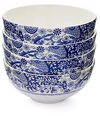 Spode Brocato Schüssel ohne Rand, 16 cm, Blau und Weiß, 4 Stück