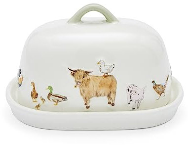 Cooksmart British Designed Ceramic Butter Dish with Lid | Large Butter Dish for All Types of Kitchens | Butter Dishes for All Sizes of Butter (Buttercup Farm)