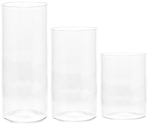 Levemolo Lot De 3 Bougeoirs en Verre Transparent Cylindriques 3.94X2.56 Couvercles De Bougie pour Décoration Maison Mariage Fête