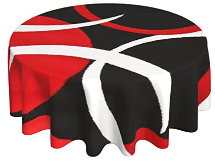 Tischtuch Grau, Schwarz, Rot, Weiß, Wirbel, Rund Wetterfeste Wachstuchtischdecke rutschfeste Wachstischdecke 152Cm Für Picknick Abendessen Outdoor