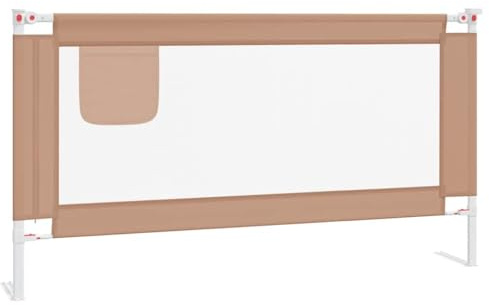 vidaXL Kleinkind Bettschutzgitter Bettgitter Kinderbettgitter Babybettgitter Gitter Kinderbett Babybett Rausfallschutz Taupe 160x25cm Stoff