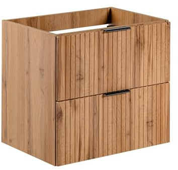 Vente-unique - Meuble sous Vasque Suspendu strié - Naturel Clair - L60 cm - ZEVARA