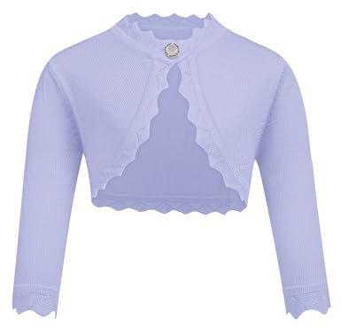 trudge Girls Bolero Cardigan Children Long Sleeve Knitted One Button Shrug for Kids Wedding Party Age 5-11
